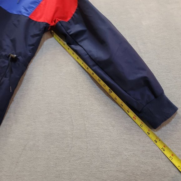 First Team Jacket VTG Windbreaker Hood Quarter Zip Color Block Blue Red - Picture 8 of 12